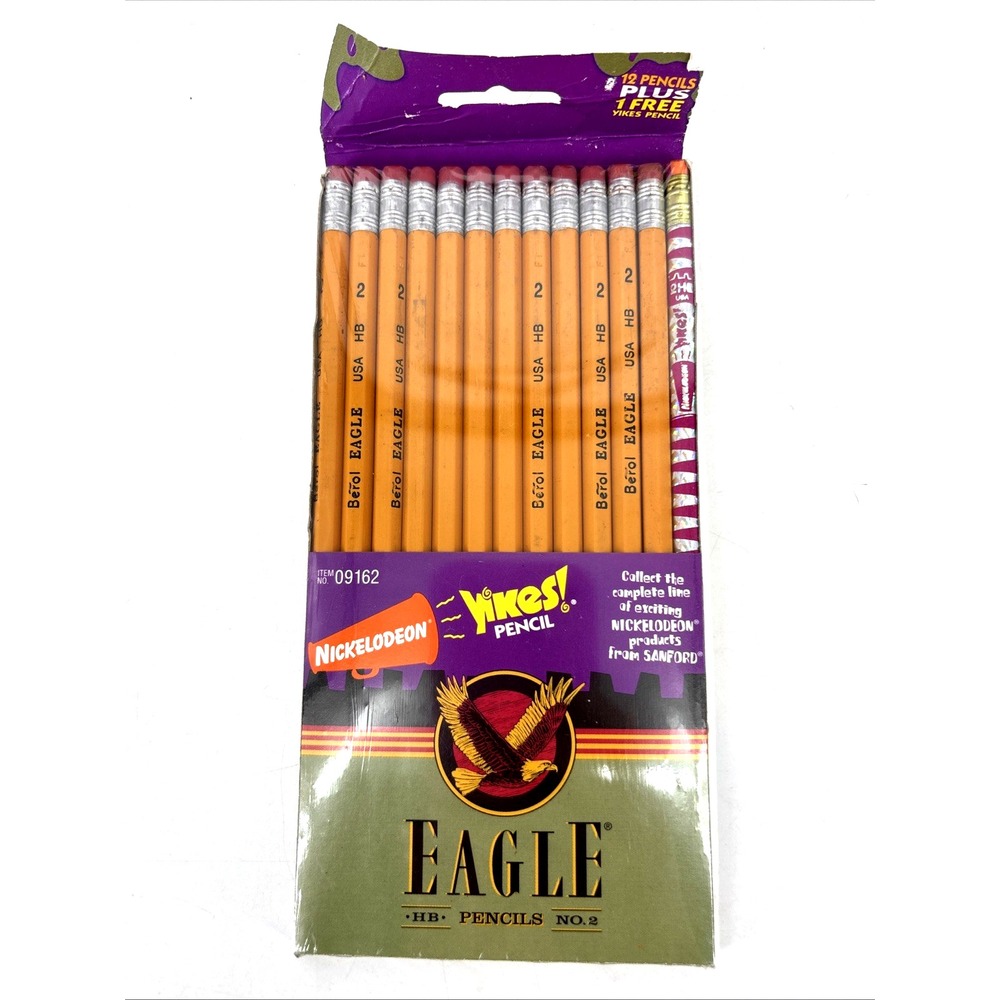 NEW OLD STOCK Vintage 1997 Berol EAGLE‎ No. 2 HB 12 Pencils + BONUS Yikes Pencil
